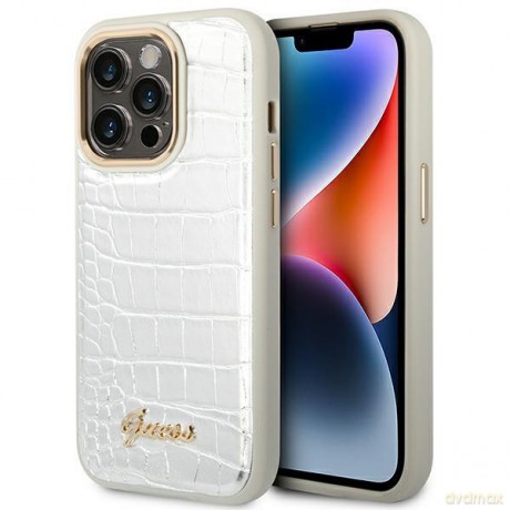Guess GUHCP14LHGCRHS iPhone 14 Pro 6,1" srebrny/silver hardcase Croco Collection