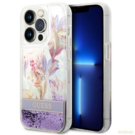 Guess GUHCP14LLFLSU iPhone 14 Pro 6,1" fioletowy/purple hardcase Flower Liquid Glitter