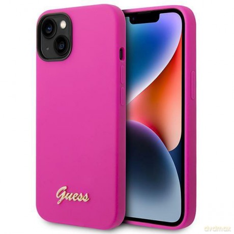 Guess GUHCP14MSLSMF iPhone 14 Plus 6,7" fuksja/fuschia hard case Silicone Vintage Gold Logo