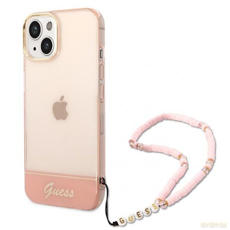 Guess GUHCP14SHGCOHP iPhone 14 6,1" różowy/pink hardcase Translucent Pearl Strap