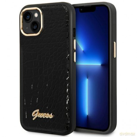 Guess GUHCP14SHGCRHK iPhone 14 6,1" czarny/black hardcase Croco Collection
