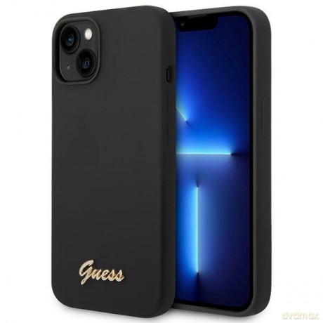Guess GUHCP14SSLSMK iPhone 14 6,1" czarny/black hard case Silicone Vintage Gold Logo