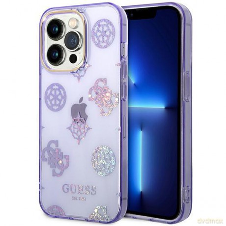 Guess GUHCP14XHTPPTL iPhone 14 Pro Max 6,7" liliowy/lilac hard case Peony Glitter
