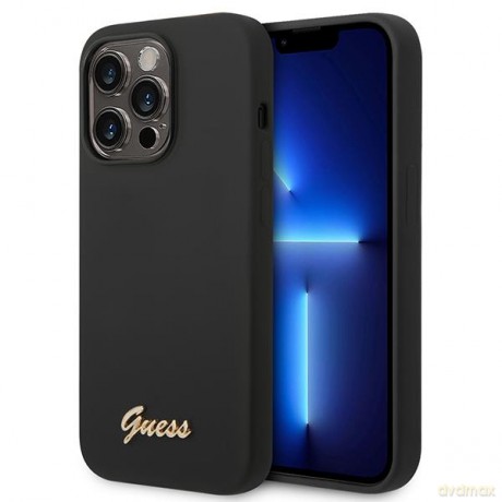 Guess GUHCP14XSLSMK iPhone 14 Pro Max 6,7" czarny/black hard case Silicone Vintage Gold Logo