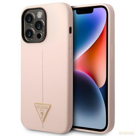 Guess GUHCP14XSLTGP iPhone 14 Pro Max 6,7" różowy/pink hardcase Silicone Triangle