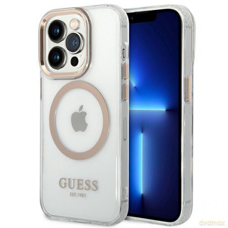 Guess GUHMP14LHTRMD iPhone 14 Pro 6,1" złoty/gold hard case Metal Outline Magsafe