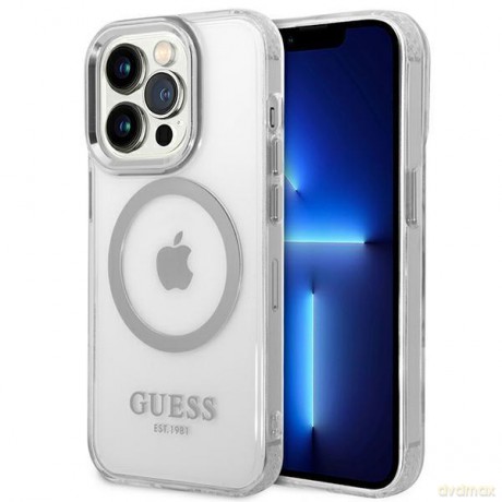 Guess GUHMP14LHTRMS iPhone 14 Pro 6,1" srebrny/silver hard case Metal Outline Magsafe