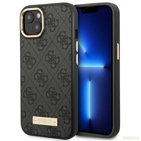 Guess GUHMP14SU4GPRK iPhone 14 6,1" czarny/black hard case 4G Logo Plate MagSafe