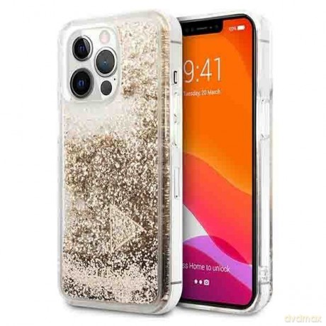 Guess GUOHCP14LGLHFLGO iPhone 14 Pro 6,1" złoty/gold hardcase Glitter Charms