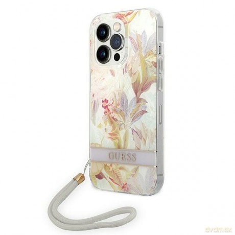 Guess GUOHCP14LHFLSU iPhone 14 Pro 6,1" fioletowy/purple hardcase Flower Strap