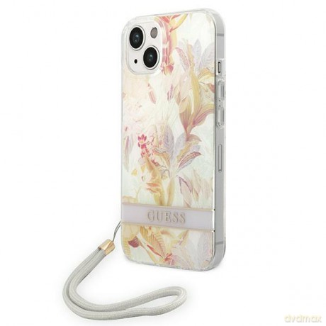 Guess GUOHCP14SHFLSU iPhone 14 6,1" fioletowy/purple hardcase Flower Strap