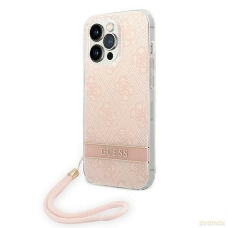Guess GUOHCP14XH4STP iPhone 14 Pro Max 6,7" różowy/pink hardcase 4G Print Strap