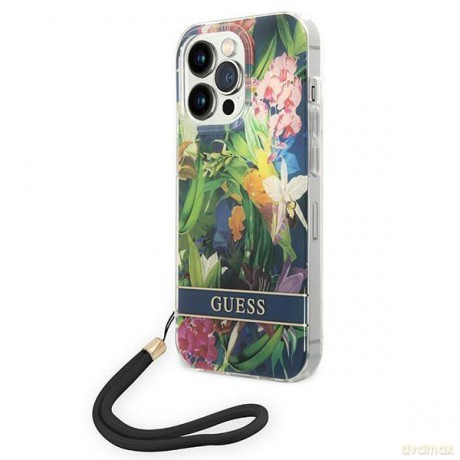 Guess GUOHCP14XHFLSB iPhone 14 Pro Max 6,7" niebieski/blue hardcase Flower Strap