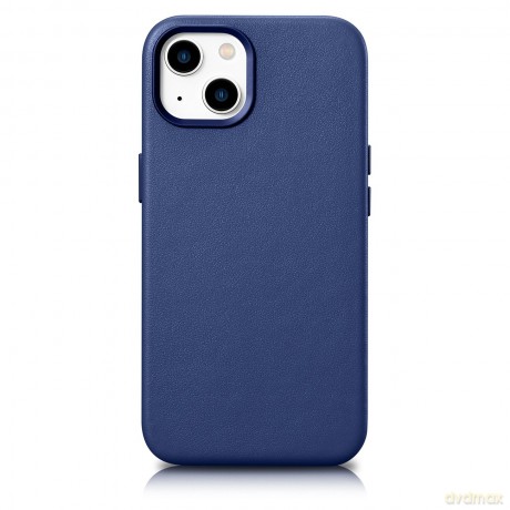 iCarer Case Leather pokrowiec etui z naturalnej skóry do iPhone 14 niebieski (WMI14220705-BU) (kompatybilne z MagSafe)