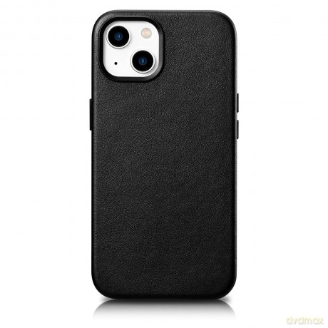 iCarer Case Leather pokrowiec etui z naturalnej skóry do iPhone 14 Plus czarny (kompatybilne z MagSafe)