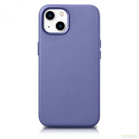 iCarer Case Leather pokrowiec etui z naturalnej skóry do iPhone 14 Plus jasnofioletowy (kompatybilne z MagSafe)