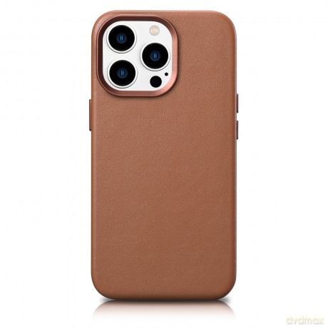 iCarer Case Leather pokrowiec etui z naturalnej skóry do iPhone 14 Pro brązowy (WMI14220706-BN) (kompatybilne z MagSafe)