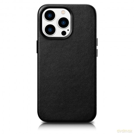 iCarer Case Leather pokrowiec etui z naturalnej skóry do iPhone 14 Pro czarny (WMI14220706-BK) (kompatybilne z MagSafe)