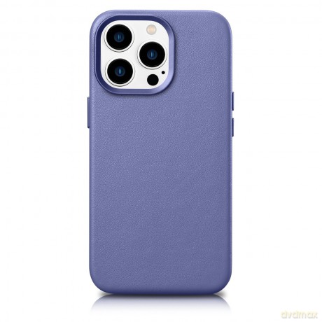 iCarer Case Leather pokrowiec etui z naturalnej skóry do iPhone 14 Pro jasnofioletowy (WMI14220706-LP) (kompatybilne z MagSafe)