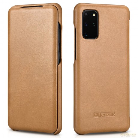 iCarer Curved Edge Vintage Folio skórzane etui pokrowiec ze skóry naturalnej Samsung Galaxy S20+ khaki (RS992007-GG)