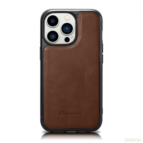 iCarer Leather Oil Wax etui pokryte naturalną skórą do iPhone 14 Pro Max (kompatybilne z MagSafe) brązowy (WMI14220720-BN)
