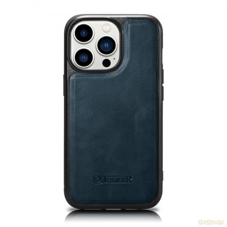 iCarer Leather Oil Wax etui pokryte naturalną skórą do iPhone 14 Pro Max (kompatybilne z MagSafe) niebieski (WMI14220720-BU)
