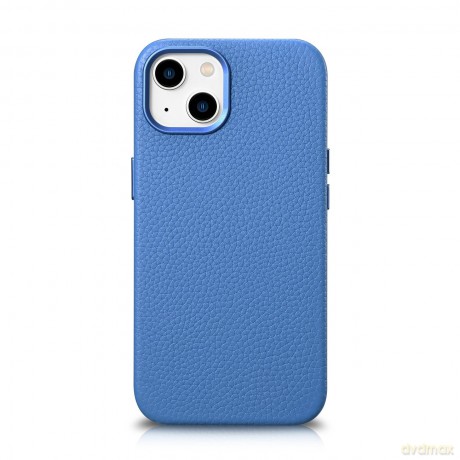 iCarer Litchi Premium Leather Case skórzane etui iPhone 14 magnetyczne z MagSafe jasnoniebieski (WMI14220709-LB)