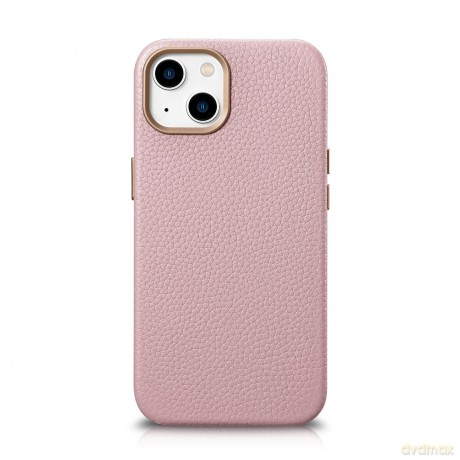 iCarer Litchi Premium Leather Case skórzane etui iPhone 14 Plus magnetyczne z MagSafe różowy (WMI14220711-PK)
