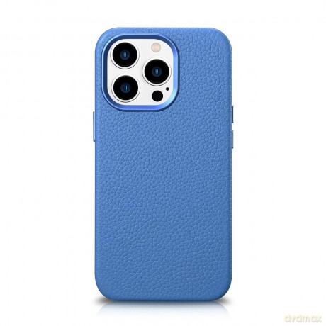 iCarer Litchi Premium Leather Case skórzane etui iPhone 14 Pro magnetyczne z MagSafe jasnoniebieski (WMI14220710-LB)