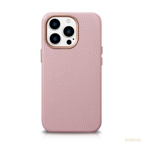 iCarer Litchi Premium Leather Case skórzane etui iPhone 14 Pro magnetyczne z MagSafe różowy (WMI14220710-PK)
