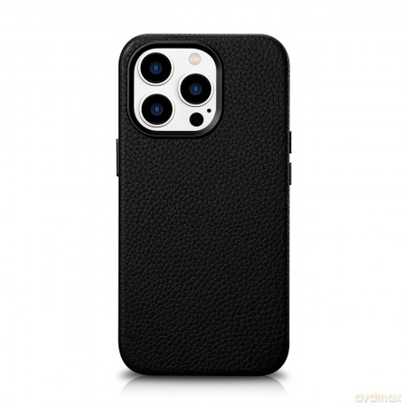 iCarer Litchi Premium Leather Case skórzane etui iPhone 14 Pro Max magnetyczne z MagSafe czarny (WMI14220712-BK)