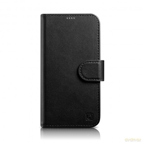 iCarer Wallet Case 2in1 etui iPhone 14 Pro Max skórzany pokrowiec z klapką Anti-RFID czarny (WMI14220728-BK)