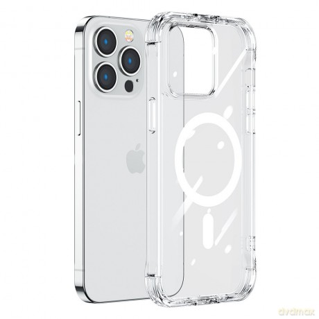 Joyroom Magnetic Defender magnetyczne etui do iPhone 14 Plus pancerny pokrowiec z haczykami podstawką przezroczysty (kompatybilne z MagSafe)