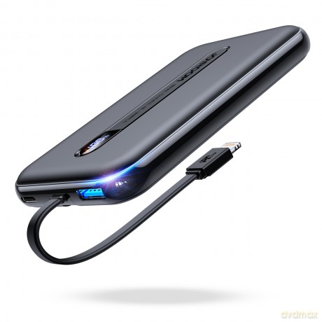 Joyroom powerbank z wbudowanym kablem Lightning 20W 10000mAh PD QC3.0 czarny (JR-L001-lightning)