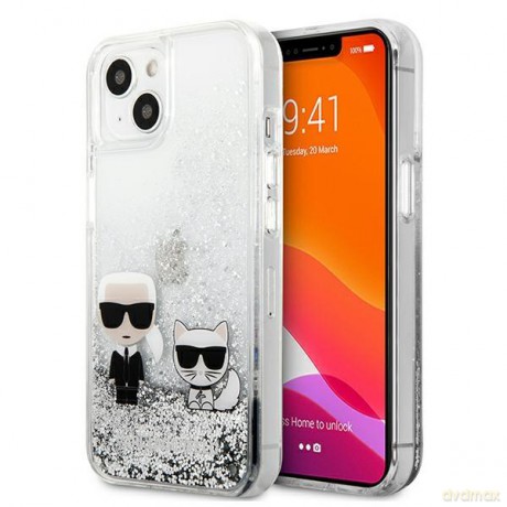 Karl Lagerfeld KLHCP13SGKCS 13 mini 5,4" srebrny/silver hardcase Liquid Glitter Karl&Choupette
