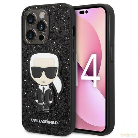 Karl Lagerfeld KLHCP14LGFKPK iPhone 14 Pro 6,1" hardcase czarny/black Glitter Flakes Ikonik