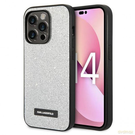 Karl Lagerfeld KLHCP14XG2ELS iPhone 14 Pro Max 6,7" hardcase srebrny/silver Glitter Plaque Logo