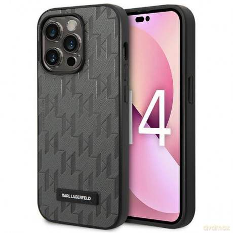 Karl Lagerfeld KLHCP14XSAKLHPG iPhone 14 Pro Max 6,7" hardcase szary/grey Saffiano Mono Metal Logo