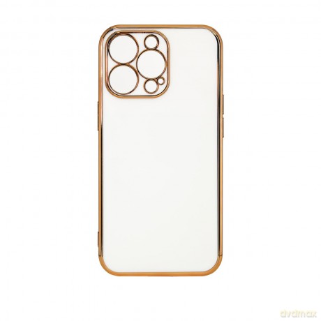 Lighting Color Case etui do iPhone 12 Pro żelowy pokrowiec ze złotą ramką biały