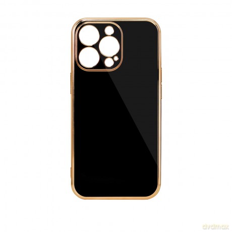 Lighting Color Case etui do iPhone 12 żelowy pokrowiec ze złotą ramką czarny