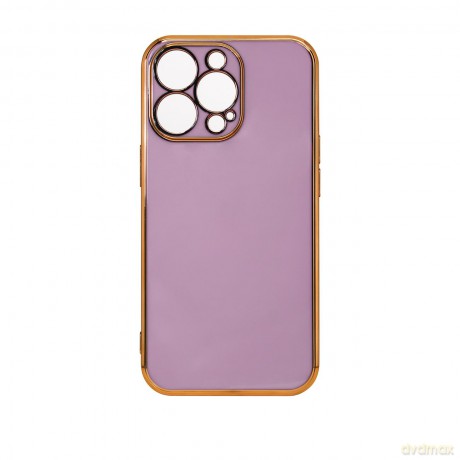 Lighting Color Case etui do iPhone 12 żelowy pokrowiec ze złotą ramką fioletowy