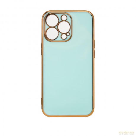 Lighting Color Case etui do iPhone 13 Pro Max żelowy pokrowiec ze złotą ramką miętowy