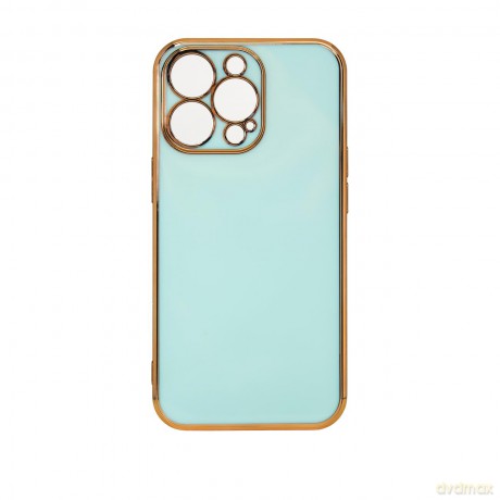 Lighting Color Case etui do iPhone 13 Pro żelowy pokrowiec ze złotą ramką miętowy
