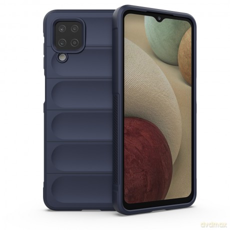Magic Shield Case etui do Samsung Galaxy A12 elastyczny pancerny pokrowiec ciemnoniebieski