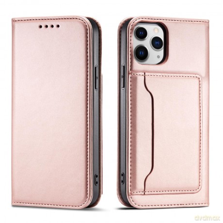 Magnet Card Case etui do iPhone 12 Pro Max pokrowiec portfel na karty kartę podstawka różowy