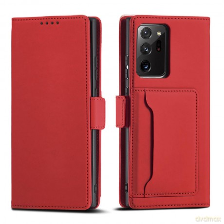 Magnet Card Case etui do Samsung Galaxy S22 Ultra pokrowiec portfel na karty kartę podstawka czerwony