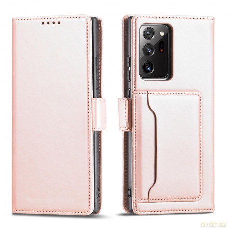 Magnet Card Case etui do Samsung Galaxy S22 Ultra pokrowiec portfel na karty kartę podstawka różowy