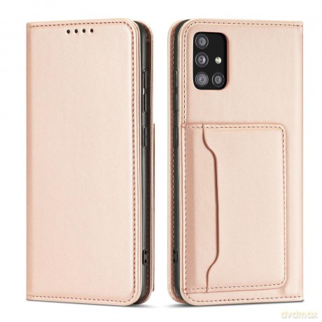 Magnet Card Case etui do Xiaomi Redmi Note 11 pokrowiec portfel na karty kartę podstawka różowy