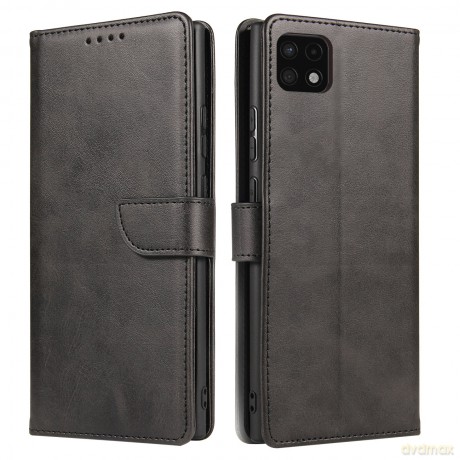Magnet Case elegancki futerał etui pokrowiec z klapką i funkcją podstawki Samsung Galaxy A22 5G czarny
