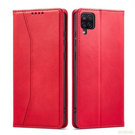 Magnet Fancy Case etui do Samsung Galaxy A12 5G pokrowiec portfel na karty kartę podstawka czerwony